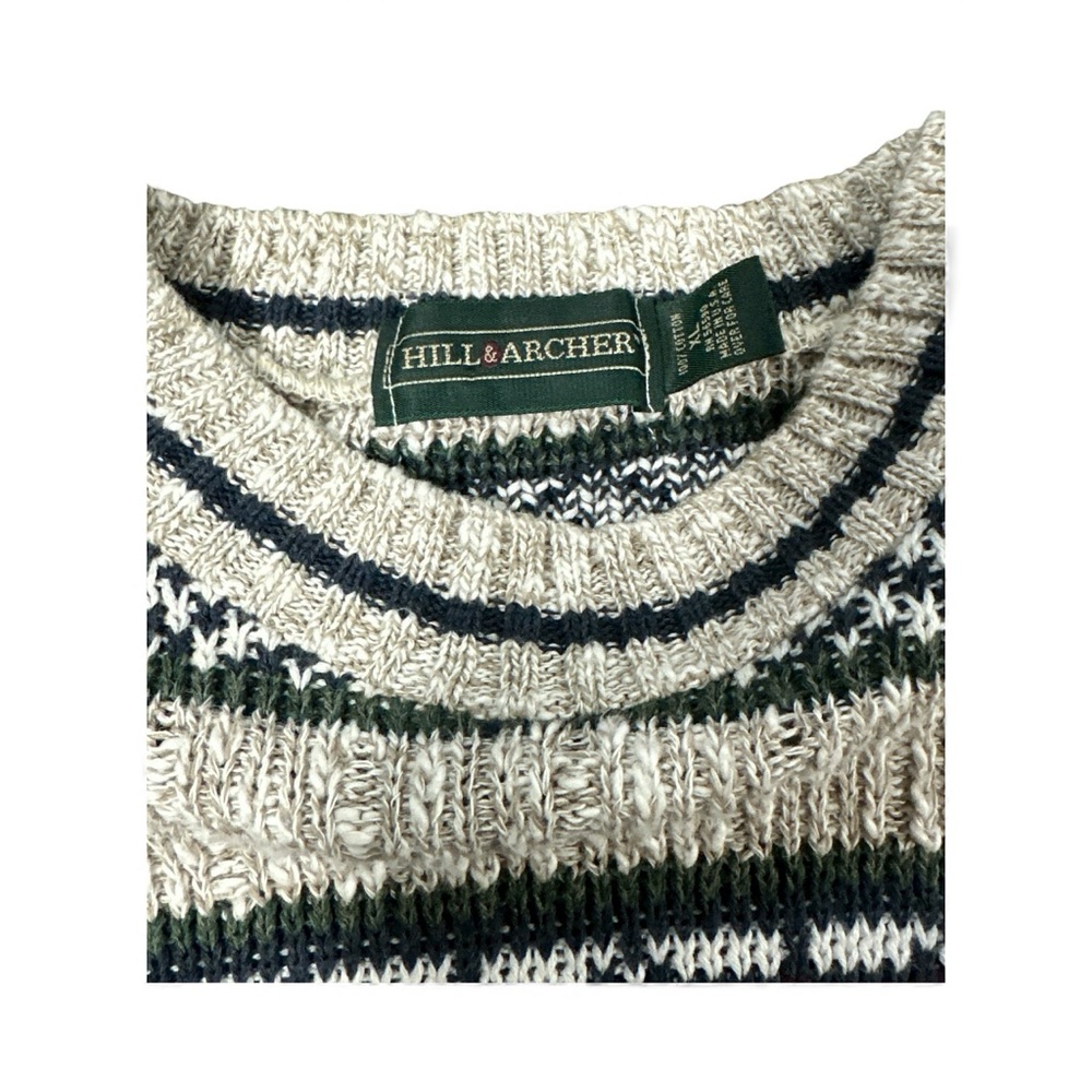 Vintage Hill & Archer Sweater Men’s XL Grandpacore Cable Knit Argyle 100% Cotton - Picture 3 of 4